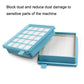 Flat vacuum filter cartridges with blue frames and white filter media