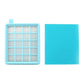 Square blue vacuum filter frame with white pleated insert and foam pad