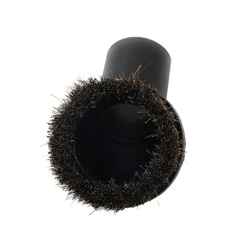 Horsehair vacuum brush head with circular bristle ring and matte black base