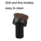 Horsehair vacuum brush head with brown bristles and black collar ring