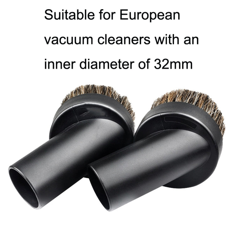 Pair of horsehair vacuum brush heads with 32mm inlet diameter base