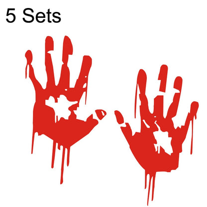 Reflective red blood handprint car stickers with two hand designs