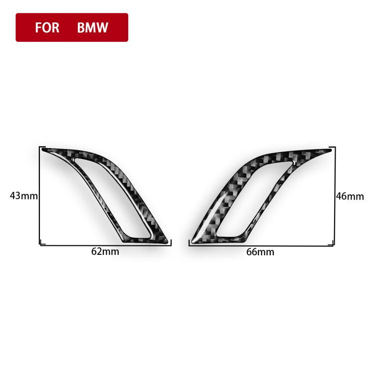 BMW dashboard air vent trim stickers, carbon-fiber look, left-hand drive, 2 pcs