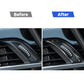Carbon-fiber dashboard air vent trim sticker over vent knob area for enhanced look