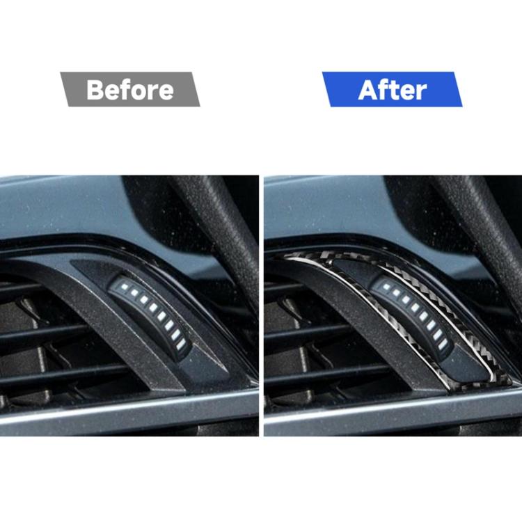 Carbon-fiber dashboard air vent trim sticker over vent knob area for enhanced look
