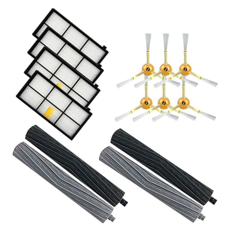 Robot vacuum accessory set with filters, side brushes, and main roller brushes