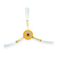 Robot vacuum side brush with yellow hub and three white bristles