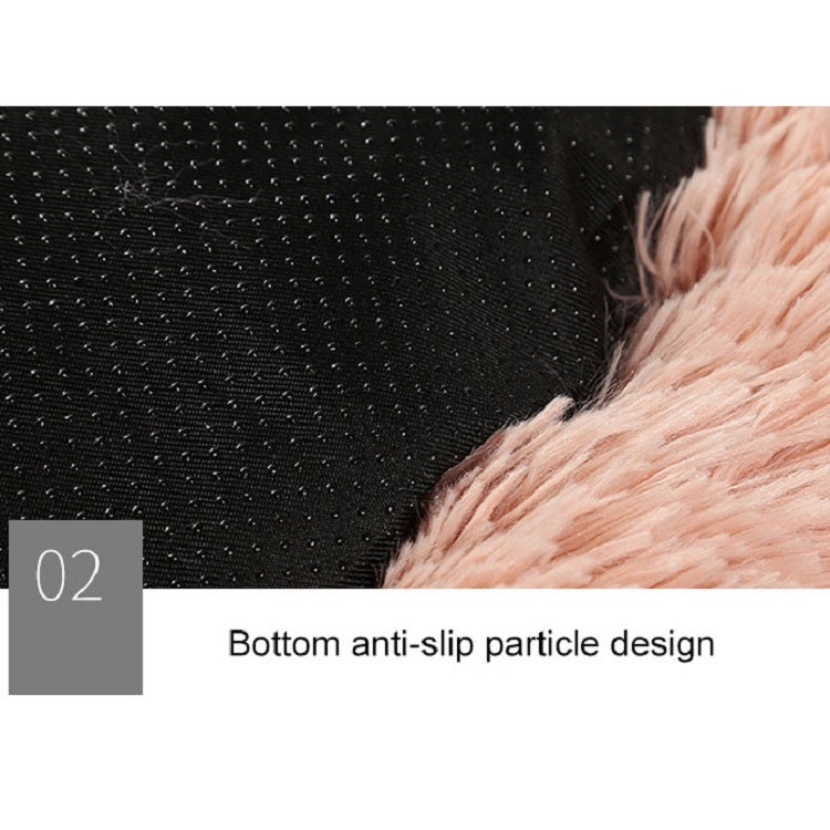 Plush pet bed with non-slip bottom and soft fuzzy pink rim