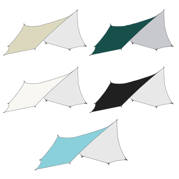 Set of octagonal canopy tents shown in multiple colors with attached light gray side panels