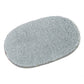 Grey oval plush pet bed pad with soft shag pile and flat surface