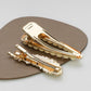 Gold-tone scalloped bar hair clips with crystal trim, pair set