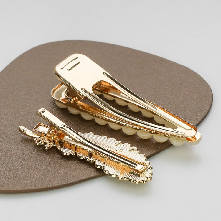 Gold-tone scalloped bar hair clips with crystal trim, pair set