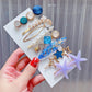 Blue star and pearl hair clip set with rhinestone star pins and bead barrette