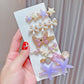 Pastel purple star and butterfly hair clip set with pearl bows and pink rhinestones