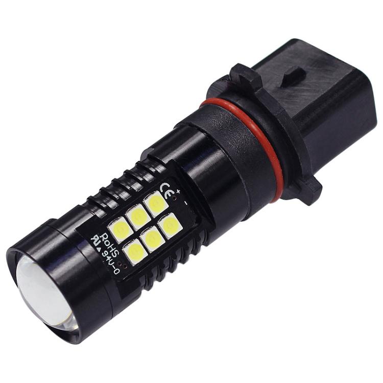 Black P13W LED fog lamp bulb with front lens and side LED array