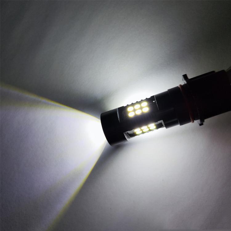 White LED fog lamp bulb casting a bright beam from the front lens