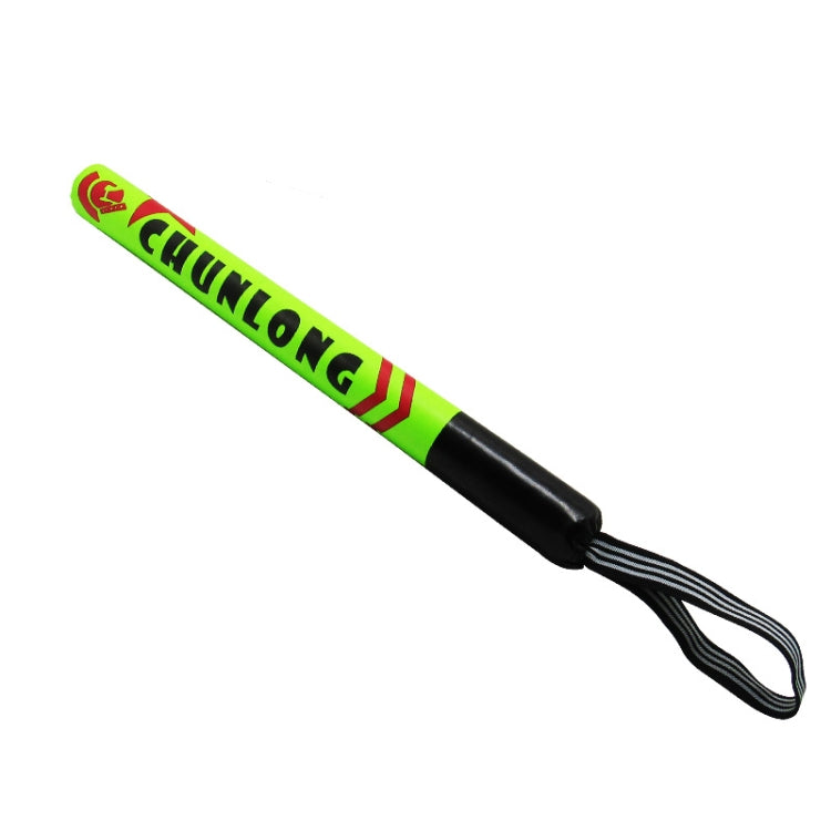 Boxing sanda foam stick target, fluorescent green with black handle and striped lanyard