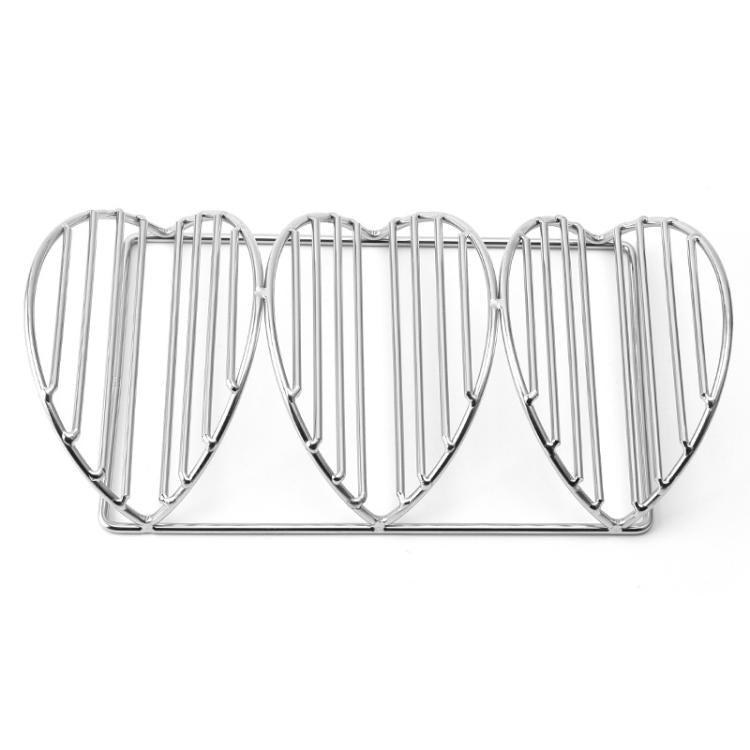 Stainless steel V-shaped pancake rack, three-cup stand with curved wire dividers