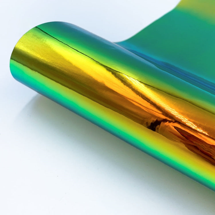 Iridescent self-adhesive PVC vinyl sheet roll, gold-green-blue rainbow finish