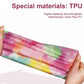 Pastel watercolor tie-dye heat transfer vinyl strip, pink, yellow, green, and purple on clear