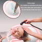 Pink reclining shampoo basin for hair washing with drain area and nozzle connection