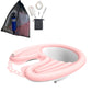 Pink reclining shampoo basin with included storage pouch and hair-wash accessories