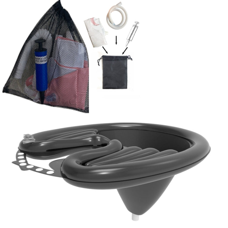 Black and pink reclining shampoo basins with included pouch and hair-wash accessories