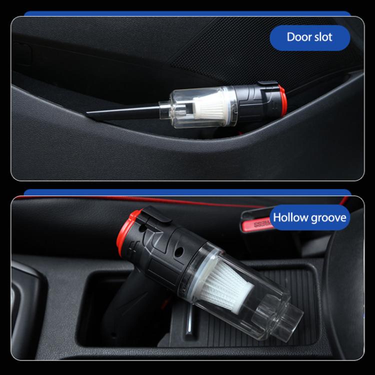 Handheld car vacuum cleaner nozzle attachment in car console and door slot