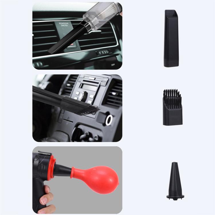 Portable car vacuum cleaner with crevice tool, brush nozzle, and suction head