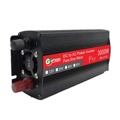 Black pure sine wave power inverter with FAN knob and red DC + terminal