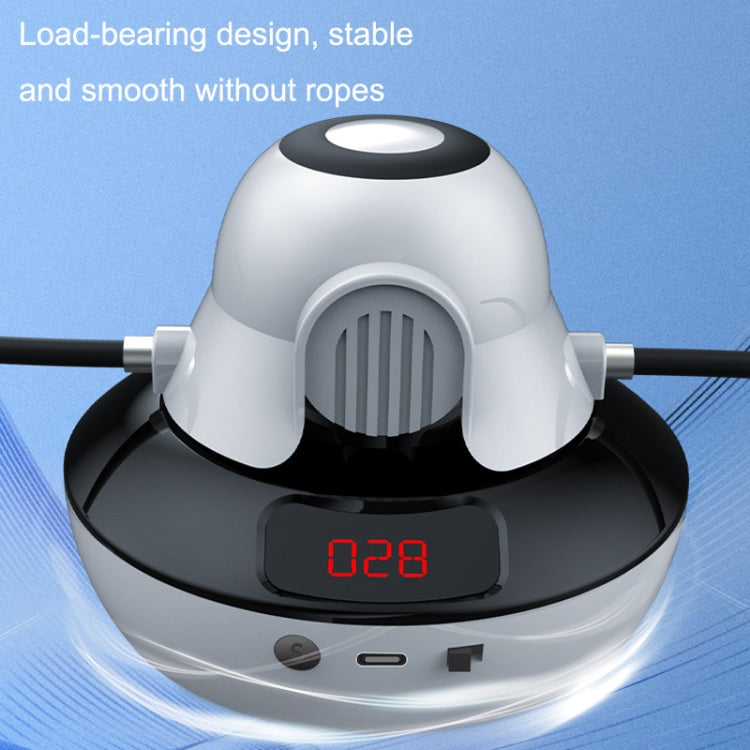White automatic skipping counter base with circular top, display, and attached rope
