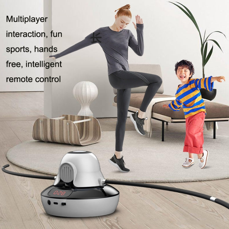 Automatic skipping counter machine on floor with adult and child using it