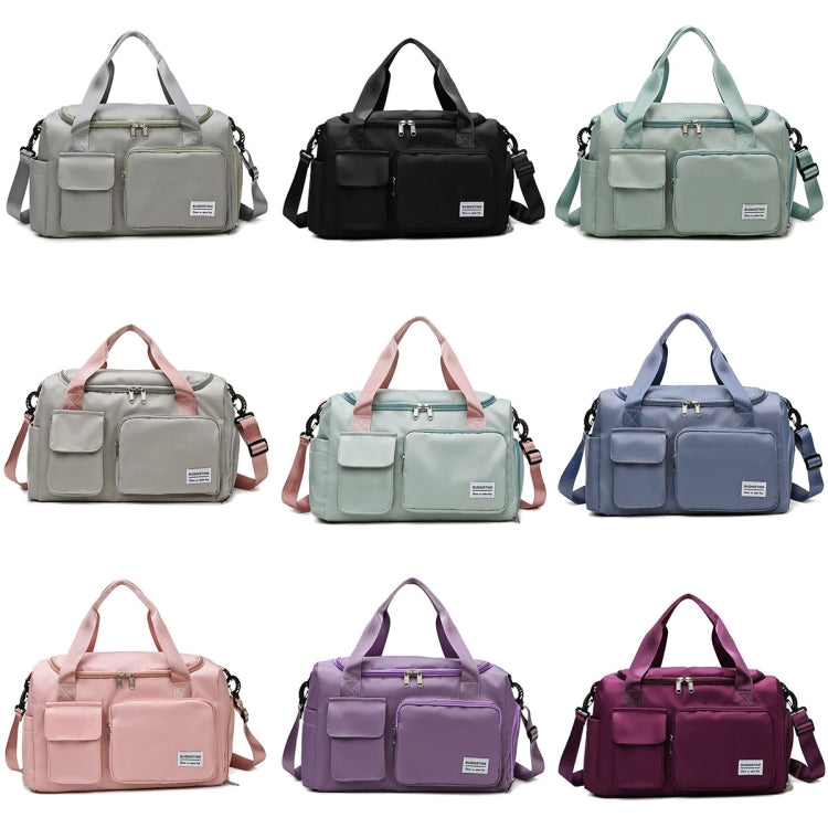 Assorted color waterproof travel gym duffel bags with front pockets and shoulder straps