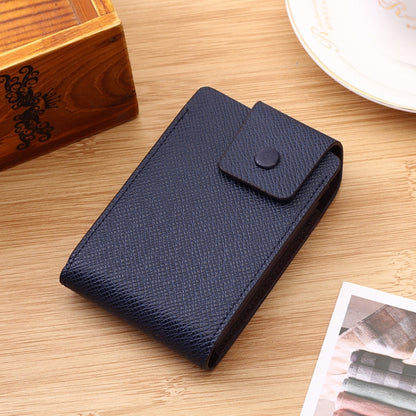 Large-capacity textured card holder, dark blue, snap-flap closure