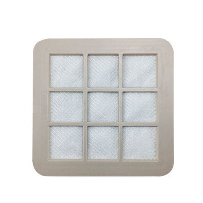 Square sponge air inlet filter with nine white foam pads in gray frame