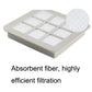 Square air filter with grid of white foam pads, gray plastic base