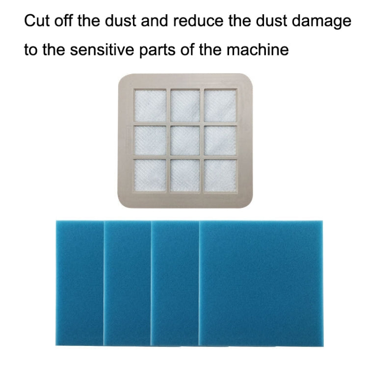 Sponge air inlet filter and blue foam sheets for vacuum dust filtration