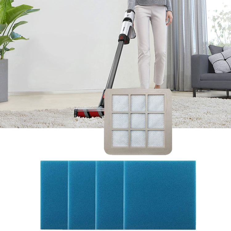 Vacuum filter set with gray sponge grid and blue foam replacement sheets