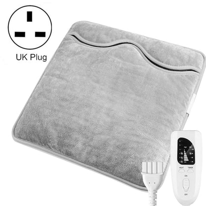 Silver gray electric foot warmer pad with controller and power cord