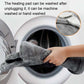 Gray heated foot pad with detachable controller shown during machine washing