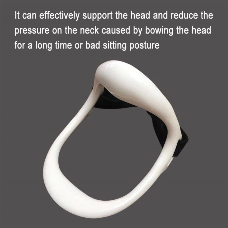 White cervical support neck brace with padded black strap loop