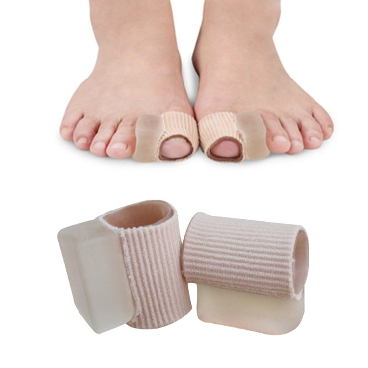 Fabric tube toe separator for hallux valgus, with two pieces worn on toes
