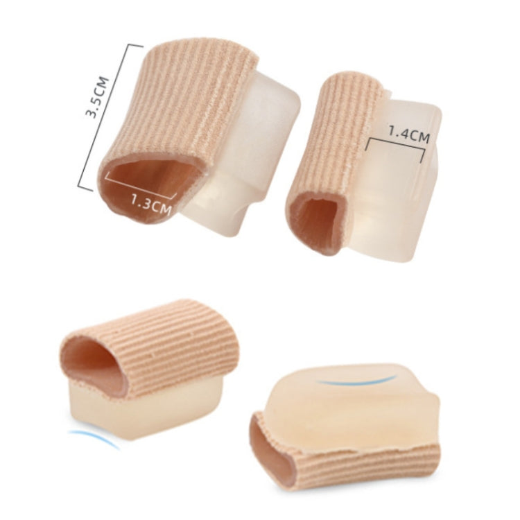 Tube toe separator sleeves with ribbed cuff and open toe pocket, set shown