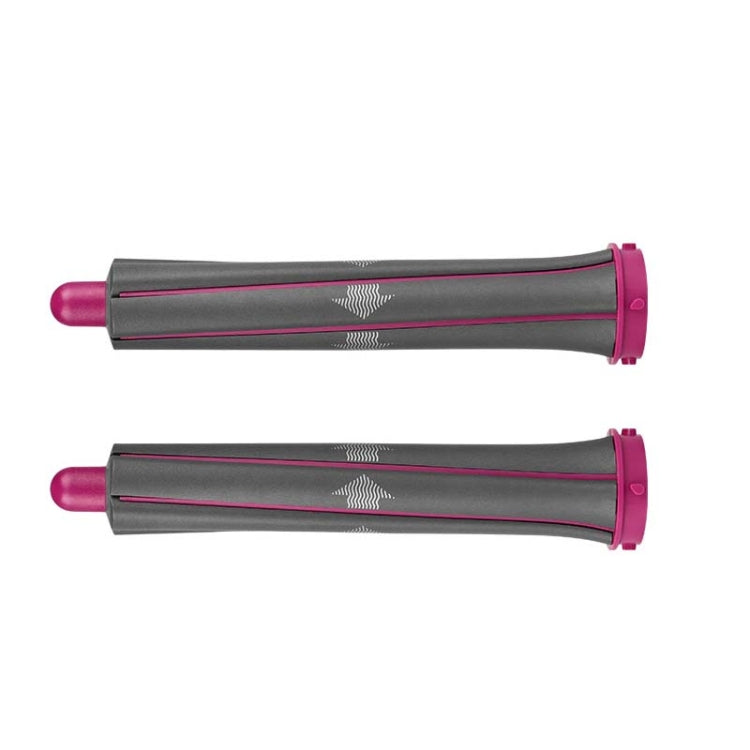 Pair of long curling barrels, rose pink ends with dark gray outer shells