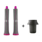 Two long curling barrels plus one flared hair dryer adapter, rose and dark gray