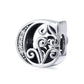 Silver-tone letter C charm with round rhinestones and swirling filigree