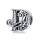 Silver-tone letter D charm with round rhinestones and ornate scroll filigree