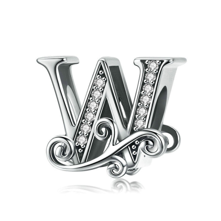 Silver letter charm with black enamel center and zircon inlay details