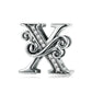Silver letter charm with black enamel and long row of zircon stones