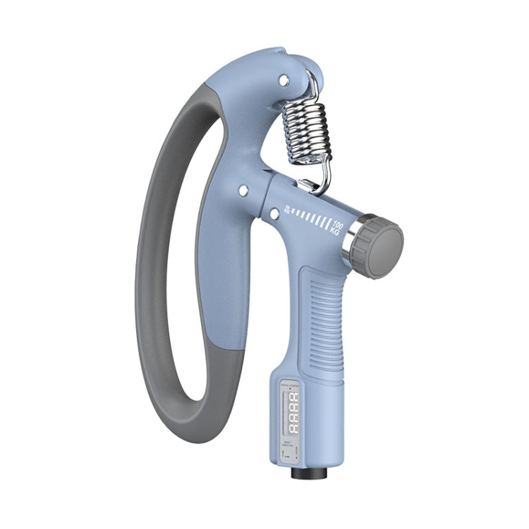 Blue adjustable electronic grip arm trainer with spring gripper and digital controller
